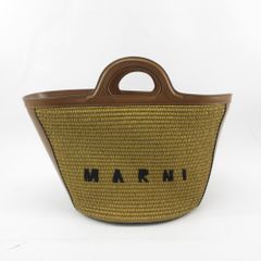 MARNI マルニ トロピカリア スモール ハンドバッグ 2WAY ショルダーバッグ レザー ラフィア シエナ ブラウン レディース【中古】【送料無料】
