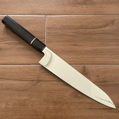 ステン本焼V金10号切付牛刀包丁27cm片刃 鏡面 黒水牛黒檀八角柄 - メルカリ