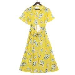 LOWRYS FARM ローリーズファーム 春夏★ 花柄 フラワー 総柄 半袖 フレア シャツ ワンピース Sz.M レディース