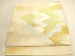 平和屋着物◎綴れ　太鼓柄袋帯　雲取り風景文　金銀糸　正絹　逸品　DAAI5637op