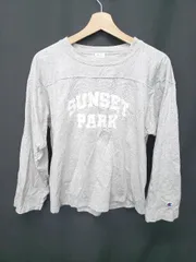 ◇ Θ Champion チャンピオン プリント 長袖 Tシャツ カットソー サイズM グレー系 レディース E  【1507100001139】