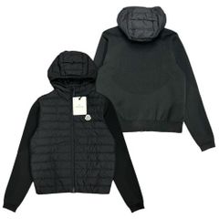 新品 MONCLER ロゴパッチ フロント ダウン パーカー ビッグロゴ ブラック モンクレール
