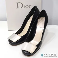 Christian Dior ディオール ヒール 36 23cm ブラック シルバー パンプス レディース 箱袋 M500