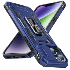 iPhone 13 ケースリング付き 耐衝撃 pc+tpu 車載ホルダー対応 軽量 薄型 擦り傷防止 取り出し易い 360°回転 スタンド機能 リング 携帯カバー ブルー 青LR-10-IP13-02 0