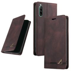 【在庫処分】TPUソフトカバー マグネット式 カード収納 全面保護 スタンド機能 カメラ保護 高級合皮 衝撃吸収 手帳型ケース RFIDブロッキング IV（SO-52C/SOG07） 10 おしゃれ Xperia カバー(ブラウン) Sony N UnivoC