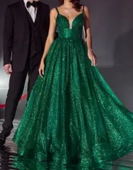 【Cinderella　Divine】ロングドレス　エメラルドグリーンUS10サイズ　フューシャ―ピンクUS6サイズ　シルバーUS12サイズ　コンテスト・発表会・パーティ・ナイトドレスCD996【オーダーメイド対応可】