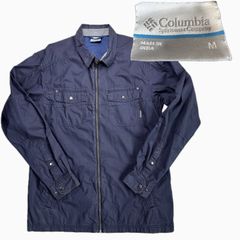 送料無料 即決★Columbia ナイロンシャツ★M  ジップアップ ワークシャツ ネイビー メンズ sh250401