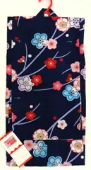 浴衣　子供　110サイズ　子供ゆかた　女の子　紺地　花柄　梅