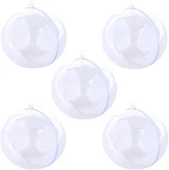 TKY プラスチックボール 球 オーナメント 飾り 透明 中空 球体 装飾 収納 DIY5個 セット(クリア,  8cm)