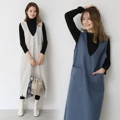 Vネックワンピース 未使用  深Vネック ジャンパースカート 2type 膝丈 ミディ丈 ロング丈 結婚式 重ね着 大人 マタニティ フォーマル きれいめririt160