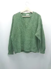 ◇ LOWRYS FARM 無地 オーバーサイズ 厚手 長袖 ニット サイズF グリーン レディース E  【1308160009666】