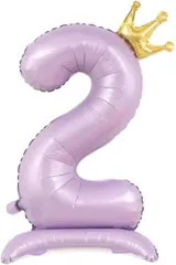 Lumierechat 数字バルーン ナンバー 風船 大きい 100cm 誕生日 飾り付け 男の子 女の子 自立(パープル,  2歳)