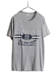 【お得なクーポン配布中!】 80s USA製 チャンピオン 3段 カレッジ プリント Tシャツ XL 灰