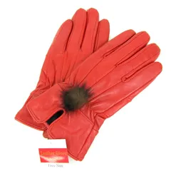 レザーグローブ 手袋 ブランド 小物 レディース ワインレッド Leather Glove 【中古】