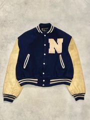 Champion スタジャン アワードジャケット 袖レザー フルデコ Lサイズ
