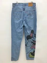 リーバイス502リメイクミッキーマウスデニムパンツヒョウ柄ポケットジーンズ 超希少】美品 Levi's リーバイス501 コラボ ディズニー 90周年