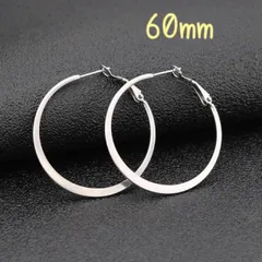 シルバー 60mm 40㎜ ビッグフープピアス 大きめ チタン リングピアス レディースピアス