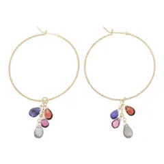 agete アガット チャーム・フープ・マルチストーンピアス/K10YG/416-3.1g/イエローゴールド/プレゼント/記念日【♀】【N】【レディース】B3■539425【中古】