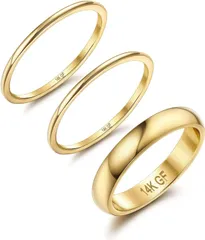 【在庫処分】バンド シンプルなプレーン小指ステートメント リング スタッキング可能な細いゴールド・リング スタッキング・リング 女性用14Kゴールド・フィルド・リング [JeryWe]
