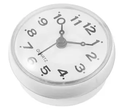お風呂時計 ホワイト アナログ 防水 吸盤式 [定形外郵便、送料無料]mer001