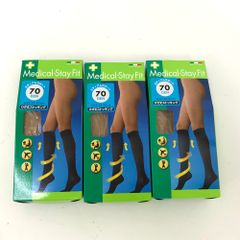 未開封品 トレイン Medical-Stay Fit メディカルステイフィット ひざ下ストッキング ミディアムサポート 70DEN 22～25cm ヌードベージュ 3足セット