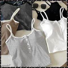 カップ付きキャミソール ブラトップ重ね着 レディースブラキャミ ショート丈 ノンワイヤー Uネックキャミソール ボーダー柄インナー パッド付き インナーウェア夏服 無地インナートップ スポーツブラ 肌着 着やせ ベアトップ