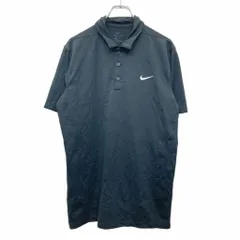 NIKE 半袖 ポロシャツ Mサイズ ナイキ ハーフボタン ドライフィット ブラック 古着卸 アメリカ仕入 t2409-4209
