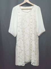 ローズティアラ46サイズ お花レース装飾バックリボンチュニック新品 
