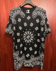 Supreme × Hanes BandanaTagless Tee 総柄クルーネックコットンTシャツ ブラック Lサイズ