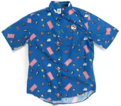 【中古】ポロシャツ・ワークシャツ どらえもん(ひみつ道具) 総柄シャツ ブルー Lサイズ 「ドラえもん×グラニフ(graniph)」