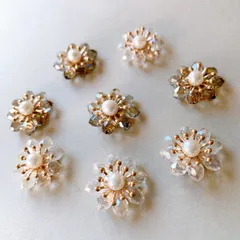 カボションパーツ 2個 ペア ガラスビーズ フラワー 花 ピアス イヤリング ネックレス ハンドメイドパーツ アクセサリーパーツ