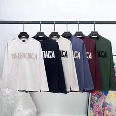 【本日限定特価】BALENCIAGA メンズ＆レディース ロングスリーブ Tシャツ テーププリント ウォッシュ加工 6色展開 XS-L [本日特価|新品未使用品]
