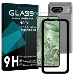 【新着商品】Google Pixel 8 5G フィルム 指紋ロック解除対応 ガイド枠付き 【2+2 枚セット-AGC旭硝子 - 高 品質】 Pixel 8 ガラスフイルム 【2枚】+ レンズフィルム 【2枚】 ピクセル8 液晶 保護フィルム 強化ガラス さら