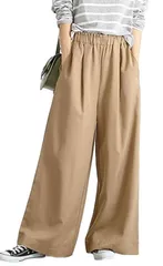 M_ベージュ [1/2plus] ワイド パンツ ズボン ウエスト ゴム ワイド ガウチョ ロング ゆったり タック コーデ イージー スタイル レディース (M, ベージュ)