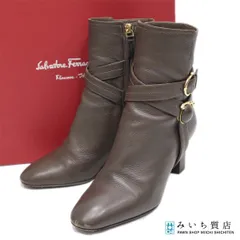 Salvatore Ferragamo フェラガモ ブーツ ショートブーツ FE05335 カーキ系 6 1/2サイズ レディース 箱有 21k352-4