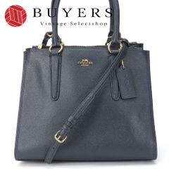 COACH コーチ レザー スタッズ付き 2WAY トートバッグ ネイビー