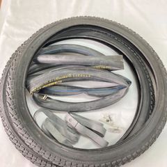 【訳あり】自転車 タイヤ 20インチ ブロックタイヤ チューブ 各2本セット 英式 バルブ 肉厚チューブ 1.2mm SR046 20×1.75 H/E 黒 CTB ペア巻 Shinko シンコー