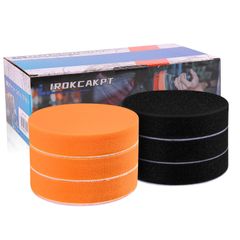 【人気商品】ポリッシャー バフ 125mm 6個セット電動ポリッシャー用スポンジバフ超細粒子の柔らかウレタンスポンジバフです マジックテープ IROKCAKPT 曲面研磨アダプター(3個オレンジ + 3個ブラック)