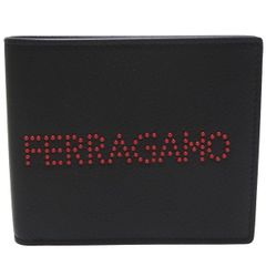 サルバトーレ・フェラガモ　SALVATORE FERRAGAMO　スタッズ　ロゴ　二つ折り札入　６６Ａ３７６　ブラック/ＮＥＲＯ　未使用品