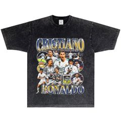 クリスティアーノ ロナウド Cristiano Ronaldo サッカー ヴィンテージ加工 コットン 半袖 Tシャツ 男女兼用 S～3XL