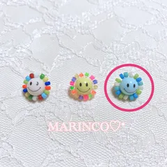 スマイリー 韓国 にこちゃんビーズフラワーネックレス／爽やかMIX(NO.649