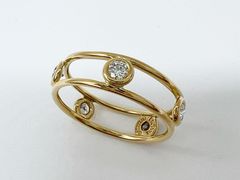 TIFFANY&CO. Tiffany ティファニー ダブルワイヤー ダイヤ リング 指輪 750 K18 イエローゴールド 10号 新品仕上げ