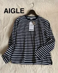 AIGLE エーグル UVカット 長袖 ボーダーカットソー レディースLサイズ ネイビー
