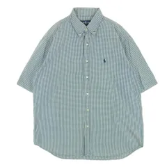 POLO RALPH LAUREN ポロ・ラルフローレン YARMOUTH ギンガムチェック ボタンダウン 半袖 シャツ グレー系 ホワイト系 L【中古】