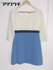◇ Fabulous Angela ファビュラスアンジェラ バックジップ 長袖 ミニ ワンピース サイズM ホワイト ネイビー レディース 【中古】 【1002800480074】のサムネイル