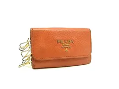 PRADA プラダ レザー 6連 キーケース 鍵入れ レディース メンズ オレンジ系 DI9216