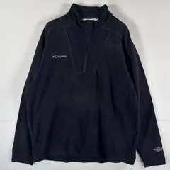 古着 90's/90年代 コロンビア Columbia ハーフジップフリースジャケット ワンポイントロゴ 袖刺繍 三角タグ アウトドア XL  ブラック メンズ