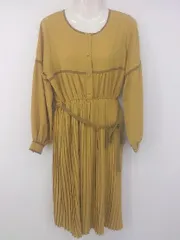 ◇ ◎ idem イデム 大人女子 抜け感 プリーツ 長袖 ロング ワンピース サイズF マスタード レディース P 1307250011046のサムネイル