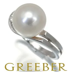 ミキモト リング パール 真珠 9.2mm ダイヤ ダイヤモンド 9.5号 K14WG  