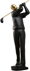 Queen-b アスリート アート オブジェ 卓上 おしゃれ 置物 インテリア 装飾 飾り 置き物 彫刻 オーナメント スポーツ リビング オフィス 玄関 寝室 ギフト プレゼント(ブラックxゴールド,  ゴルフ)